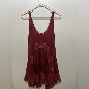 “Intimately Free People” Maroon Blood Red & Poka-Dots Throughout (XS) Lace :)
